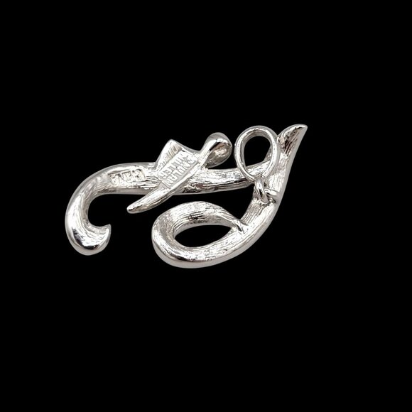 Vintage Nolan Miller Letter F Pendant Cursive Script Pave Set Crystals - Picture 4 of 7